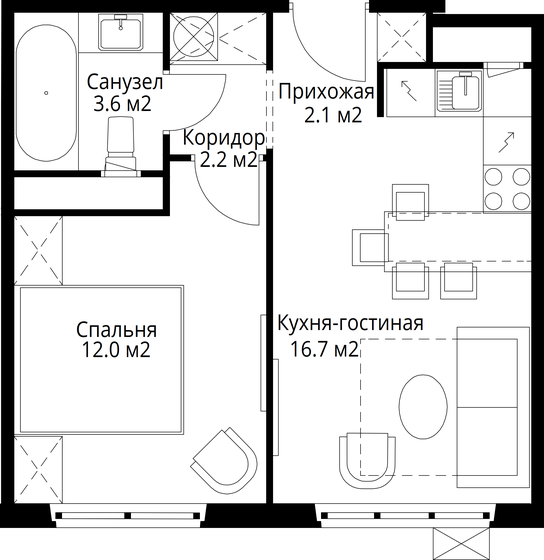 36 м², 1-комнатная квартира 6 600 000 ₽ - изображение 97