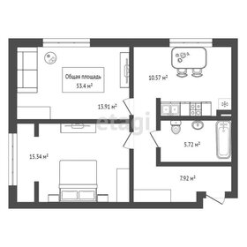 Квартира 53,4 м², 2-комнатная - изображение 1
