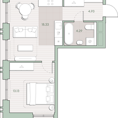 Квартира 40,7 м², 1-комнатная - изображение 2
