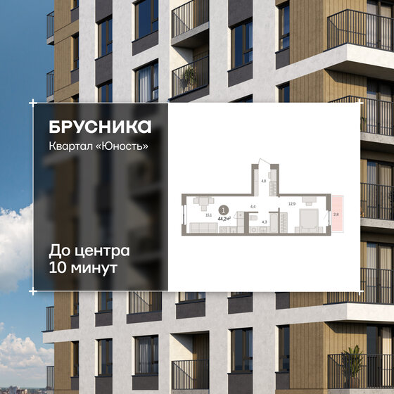46 м², 2-комнатная квартира 4 500 000 ₽ - изображение 100