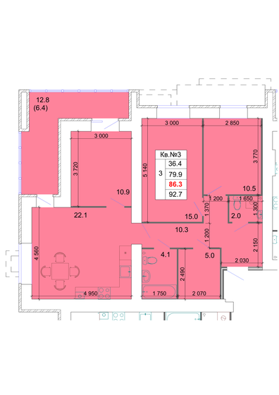 75,2 м², 3-комнатная квартира 8 873 600 ₽ - изображение 11