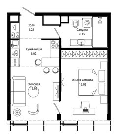 Квартира 43,9 м², 1-комнатная - изображение 2