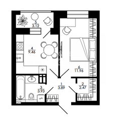 Квартира 36,4 м², 1-комнатная - изображение 2