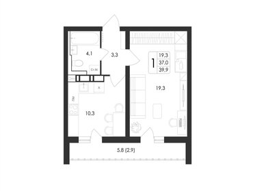 Квартира 39,9 м², 1-комнатная - изображение 1