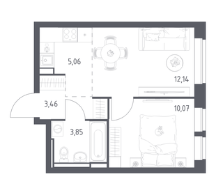 Квартира 34,6 м², 1-комнатная - изображение 1