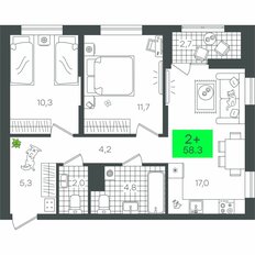 Квартира 58,3 м², 2-комнатная - изображение 2