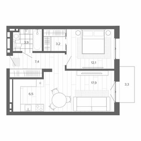 Квартира 52,6 м², 2-комнатная - изображение 1