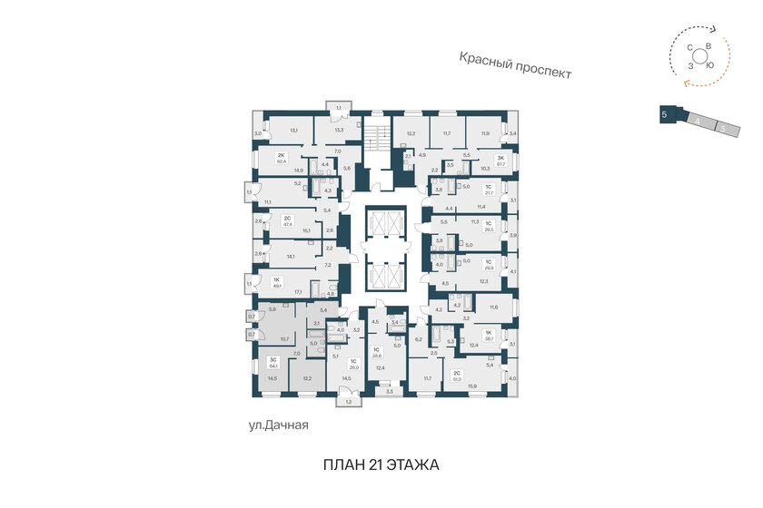 21,9 м², квартира-студия 4 550 000 ₽ - изображение 22