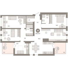 Квартира 161,4 м², 4-комнатная - изображение 3