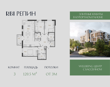 Квартира 120,5 м², 3-комнатные - изображение 1