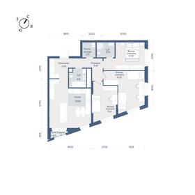 Квартира 88,7 м², 3-комнатная - изображение 1