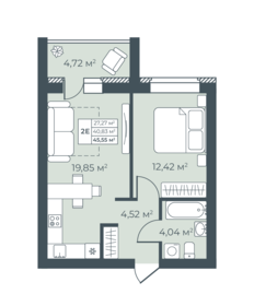 Квартира 45,6 м², 2-комнатная - изображение 1