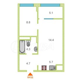 Квартира 43 м², 1-комнатная - изображение 1
