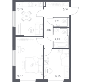 Квартира 54,6 м², 2-комнатная - изображение 1