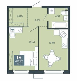 Квартира 40,9 м², 1-комнатная - изображение 1