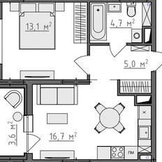 Квартира 41,3 м², 1-комнатная - изображение 2