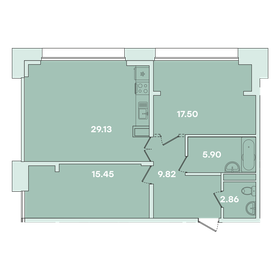 Квартира 81,5 м², 2-комнатная - изображение 1