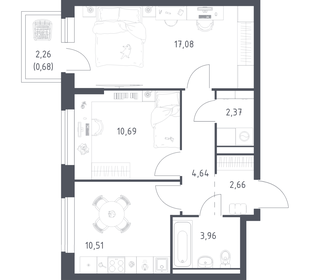 Квартира 52,6 м², 2-комнатная - изображение 1