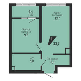 Квартира 33,7 м², 1-комнатная - изображение 2