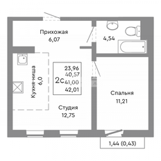 Квартира 41 м², 1-комнатная - изображение 3