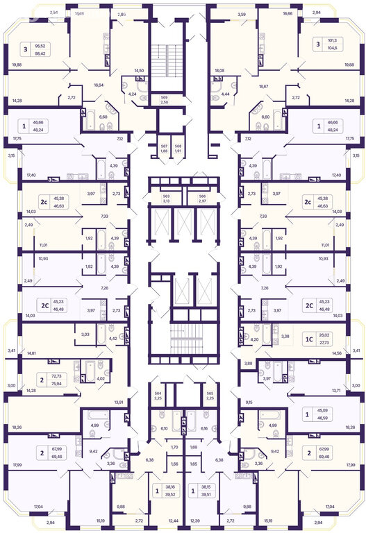 1-комн. квартира, 46.63 м² 2