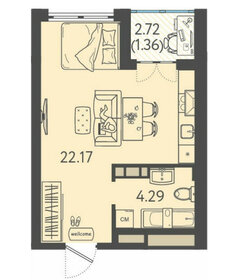 Квартира 29 м², студия - изображение 1