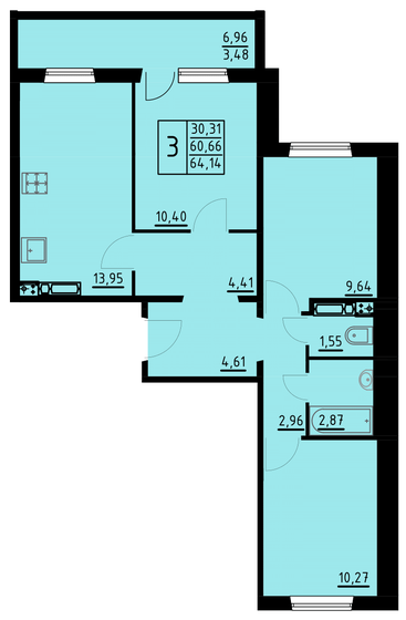 53,4 м², 3-комнатная квартира 6 400 000 ₽ - изображение 81