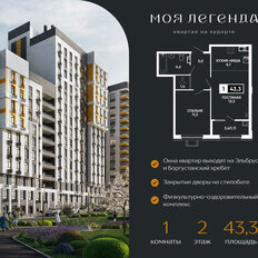 Квартира 43,3 м², 1-комнатная - изображение 3