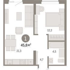 Квартира 45,8 м², 1-комнатная - изображение 3