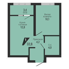 Квартира 32,8 м², 1-комнатная - изображение 2