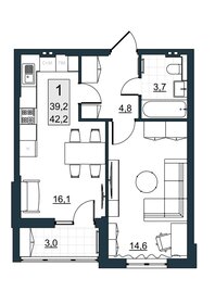 Квартира 39,2 м², 1-комнатная - изображение 2