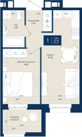 Квартира 35,5 м², 1-комнатная - изображение 1