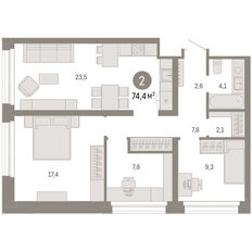 Квартира 74,4 м², 2-комнатная - изображение 3