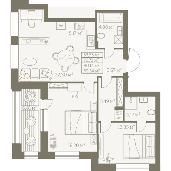 70,7 м², 3-комнатная квартира 12 530 000 ₽ - изображение 38