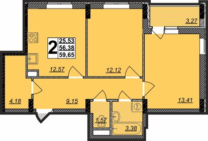 Квартира 59,7 м², 2-комнатная - изображение 1