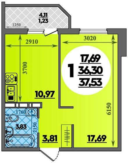 38 м², 1-комнатная квартира 3 017 000 ₽ - изображение 61