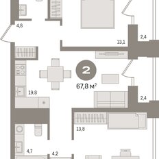 Квартира 67,7 м², 2-комнатная - изображение 3