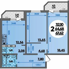 Квартира 67,6 м², 2-комнатная - изображение 1