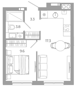 Квартира 34 м², 1-комнатная - изображение 1