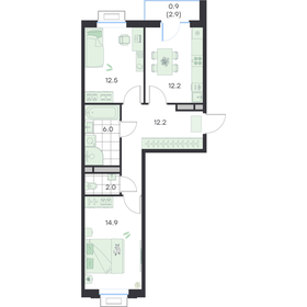 Квартира 61,3 м², 2-комнатная - изображение 1
