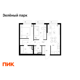 Квартира 51,2 м², 2-комнатная - изображение 1