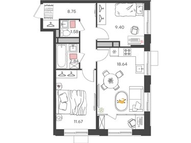 Квартира 52,9 м², 3-комнатная - изображение 1