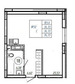 Квартира 34,7 м², студия - изображение 1