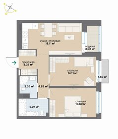 Квартира 68,1 м², 2-комнатная - изображение 1