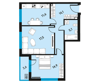 Квартира 65 м², 2-комнатная - изображение 1