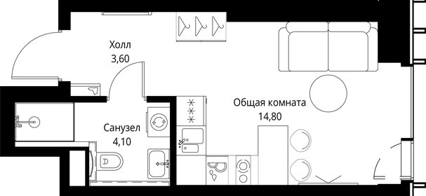 Квартира 22,5 м², студия - изображение 2