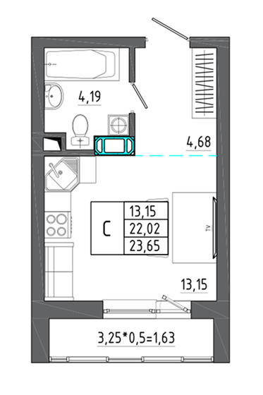 24,5 м², квартира-студия 3 690 280 ₽ - изображение 12