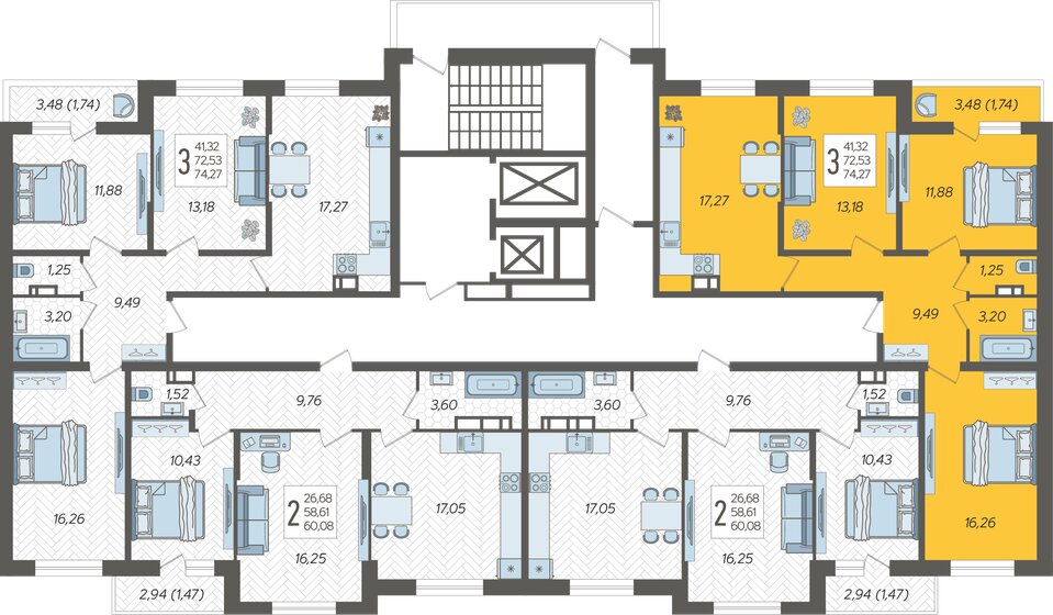 74,3 м², 3-комнатная квартира 8 949 535 ₽ - изображение 92