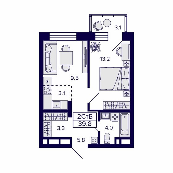 44,6 м², 2-комнатная квартира 4 700 000 ₽ - изображение 94