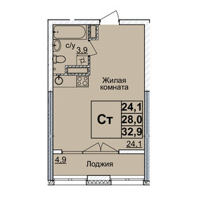Квартира 32 м², студия - изображение 1
